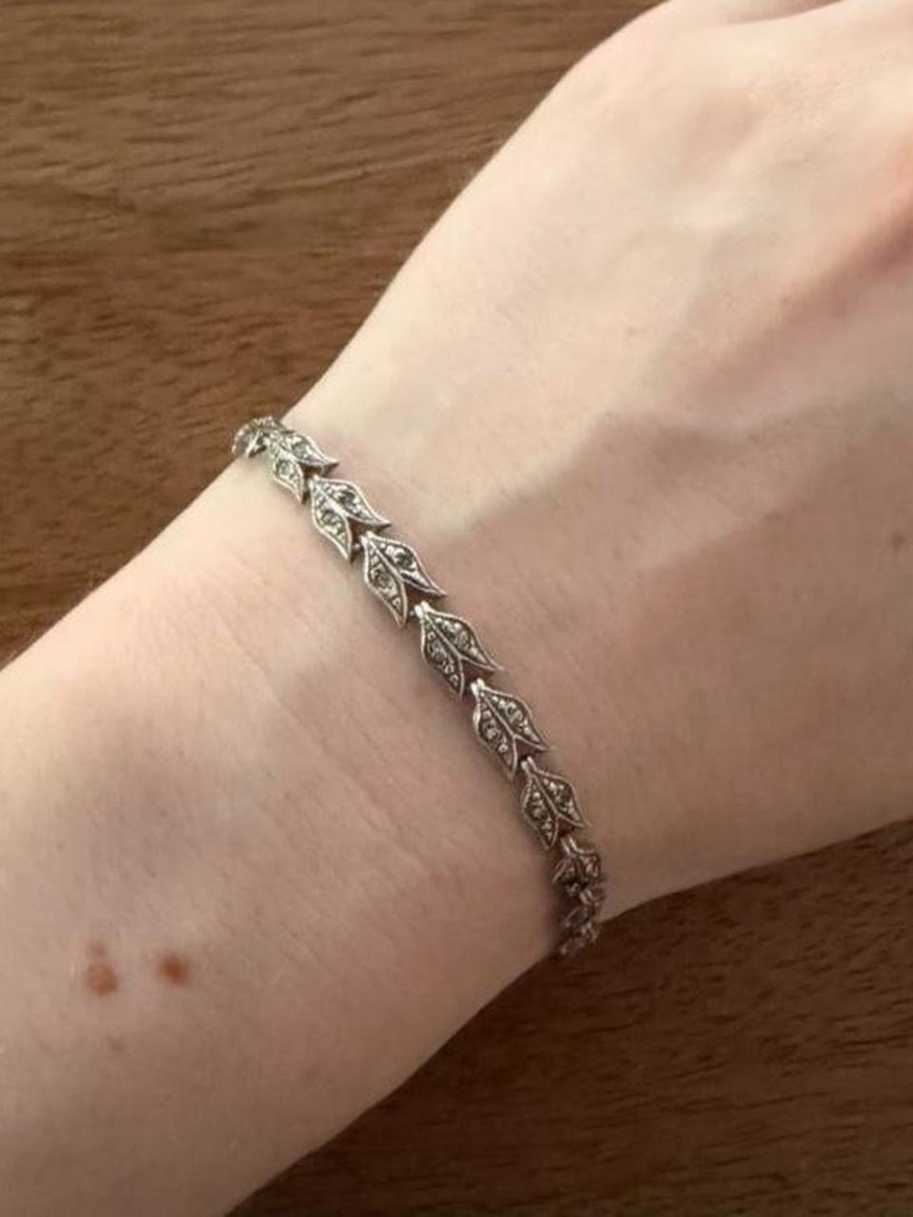 sterling silver vintage marcasite bracelet - 7.25”
